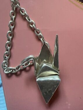 Silver Origami Bird Chain Necklace